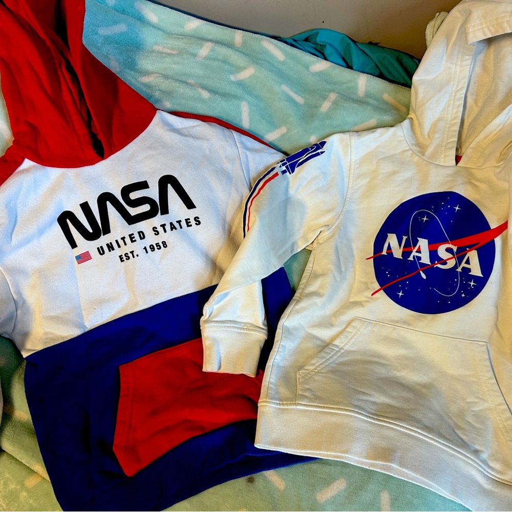 Kids NASA Hoodies - Red, Blue, and White